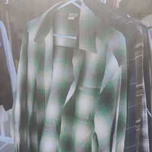 Green Plaid Button-Up Shirt
